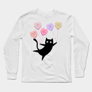 Cat Adoption Kitten Kitty Lovers Cute Candy Heart Funny Long Sleeve T-Shirt